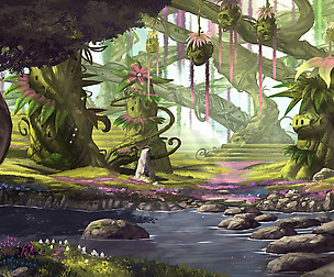 Fantasy Forest Town - Parallax Background