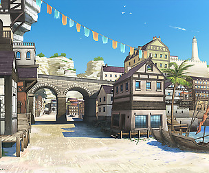 Seaside Town - High Quality Parallax Background