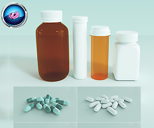 Medication Pills, Capsules, Bottles and Containers