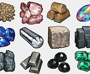 Icons: Gems, Stone, Minerals, Metals
