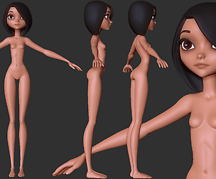 stylized Girl and Lowpoly Base mesh