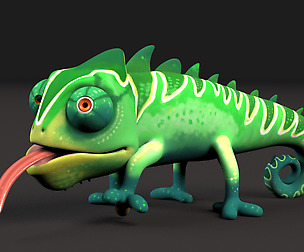 Chameleon Cartoony Maya Rig