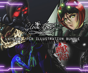 Gloom Flower layered PSD illustration bundle