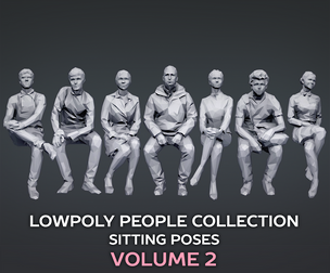 Lowpoly People Sitting Pack Volume 2