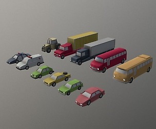 Pack of low-poly urban vehicles. Collection.