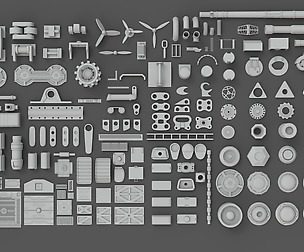Hard Surface Sci-Fi Industrial KitBash Library 01