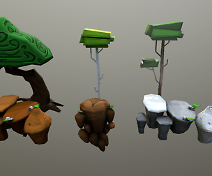 Modular Stylized 3 Trees and 2 Rocks