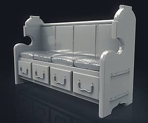 Church Bench with Cushion