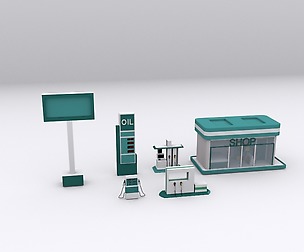 Low poly Service Station Assets pack
