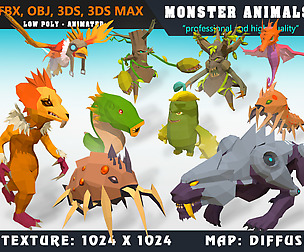 Low Poly Monster Cartoon Collection 03 Animated