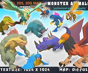Low Poly Monster Cartoon Collection 06 Animated