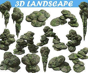 Low poly Cave Rock Modular Pack 181010