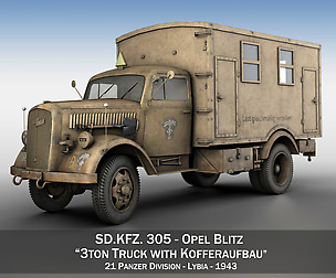 Opel Blitz - 3t Cargo Truck Kofferaufbau- 21 PzDiv