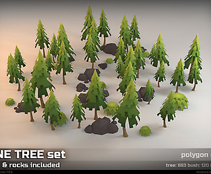 Pine Tree low-poly set