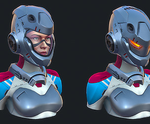 Sci-Fi Cartoon bust + Substance Smart Materials