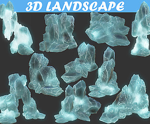 Low poly Realistic Ice Block Modular Pack