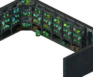 Church Hospital - chemical wooden racks 02
