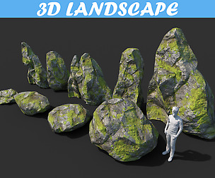 Low poly sharp blocky rock Pack