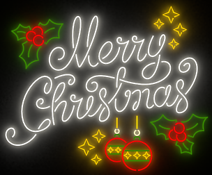 Merry Christmas led typo decoration Low-poly 3D