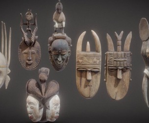 7 African Carved Wood Masks