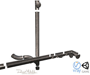 Old Aluminium Gutter System PBR