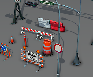 Road Objects pack - low poly