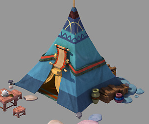 Single-mouth tapering tent 03