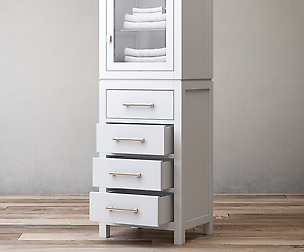 RH Hutton glass door bath cabinet
