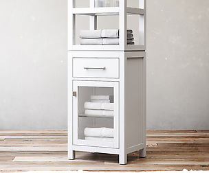 RH Hutton open shelf bath cabinet
