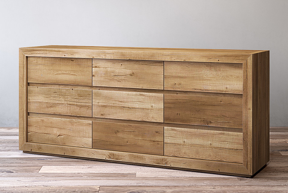 RECLAIMED RUSSIAN OAK 9DRAWER DRESSER