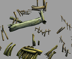Field - riverside wood pile