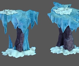 Deep in the snow mountains - stone pillars