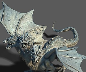 Town Magic Cave - Three Head Stone Dragon 01