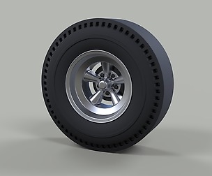 Rear wheel of old school dragster