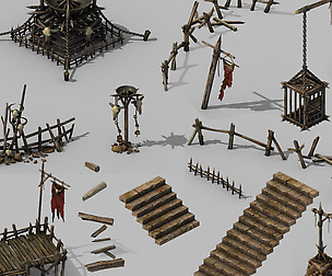 Brazier - Stairs - Platform - Flagpoles - Caged