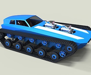 Muscle car on tracks