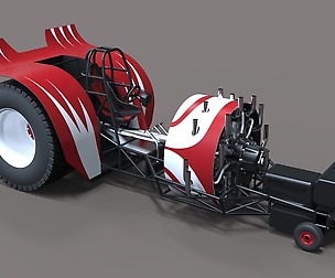 Pulling tractor with radial engine