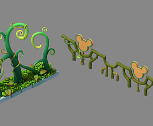 Disney main city - railings - vines