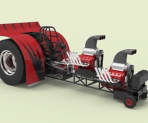 Twin-engined pulling tractor