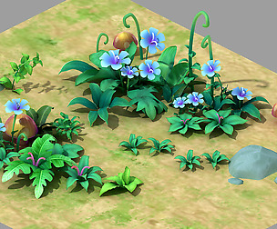 Plant - Blue Flower - Grass 02