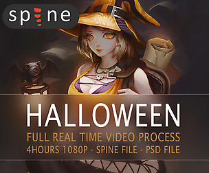 HALLOWEEN animation SPINE: Full real time process
