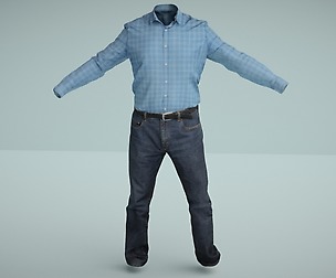 Men outfit set Shirt and Jeans low poly