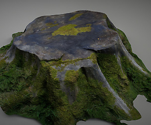 Mossy tree stump low poly Low-poly 3D model