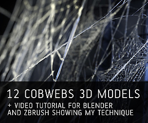 12 Cobwebs 3D models + tutorial (Blender+ Z-brush)
