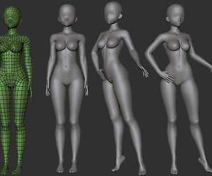 Anime Girl Base and Highpoly