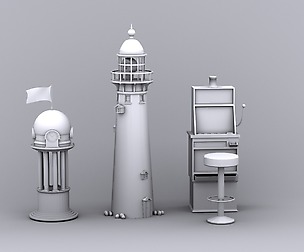 Low-Poly set - Lighthouse Slot machine clock