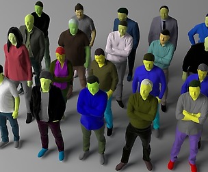 20 low poly colored people