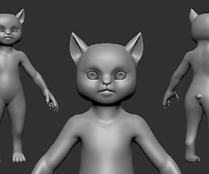 Cat Highpoly and Basemesh