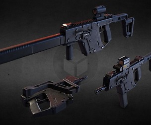 Lowpoly PBR Vector Submachine Gun