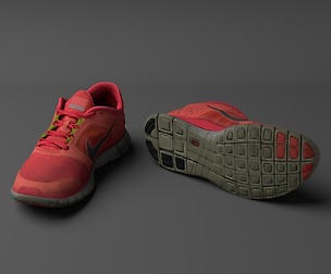 Worn Nike Free Run 3 sneaker shoe low poly